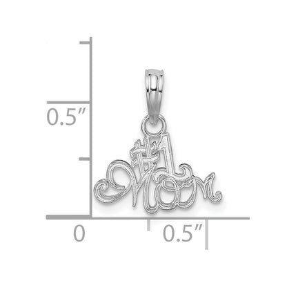 Sterling Silver De-Ani Rhodium-Plated Polished #1 Mom Script Pendant