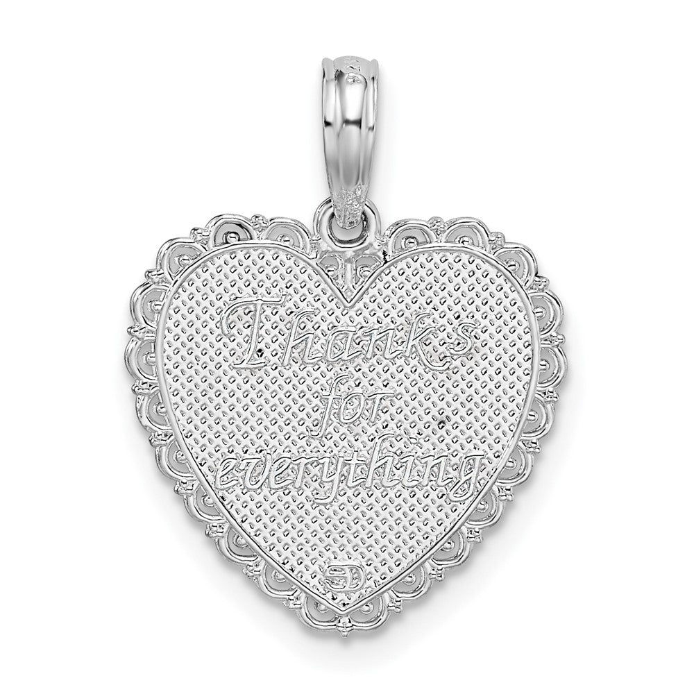 Sterling Silver De-Ani Textured For My Mom, Thanks Reversible Heart Pendant