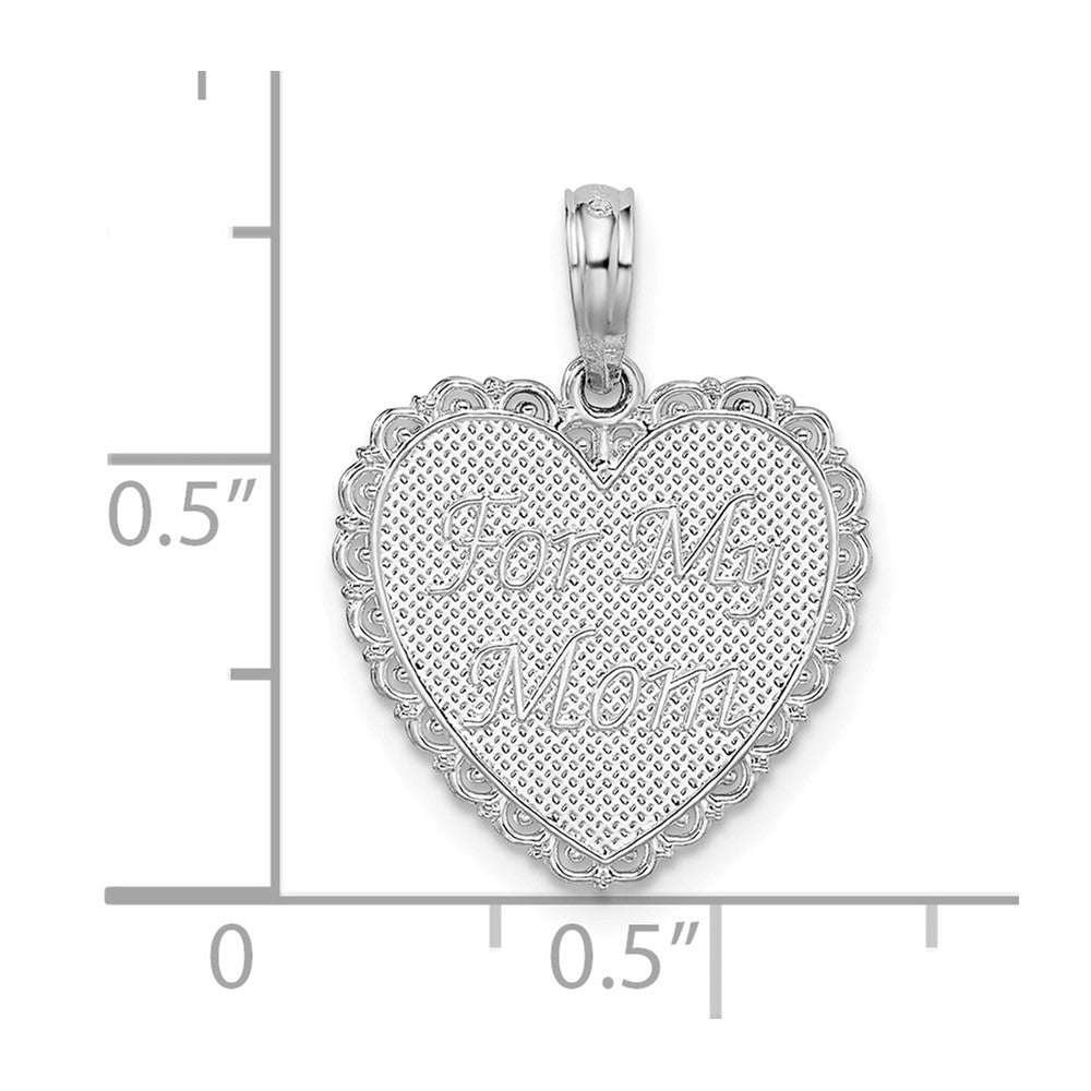 Sterling Silver De-Ani Textured For My Mom, Thanks Reversible Heart Pendant