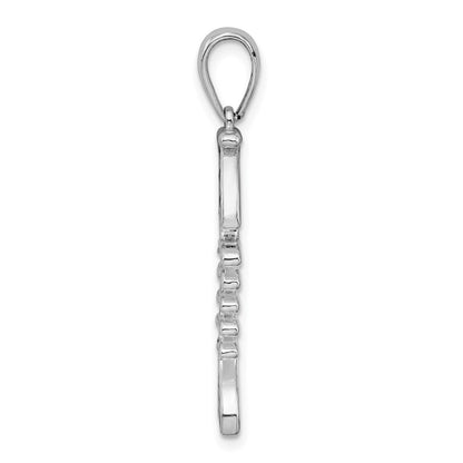 Sterling Silver De-Ani Rhodium-Plated Polished 3D Enameled Fishbone Pendant