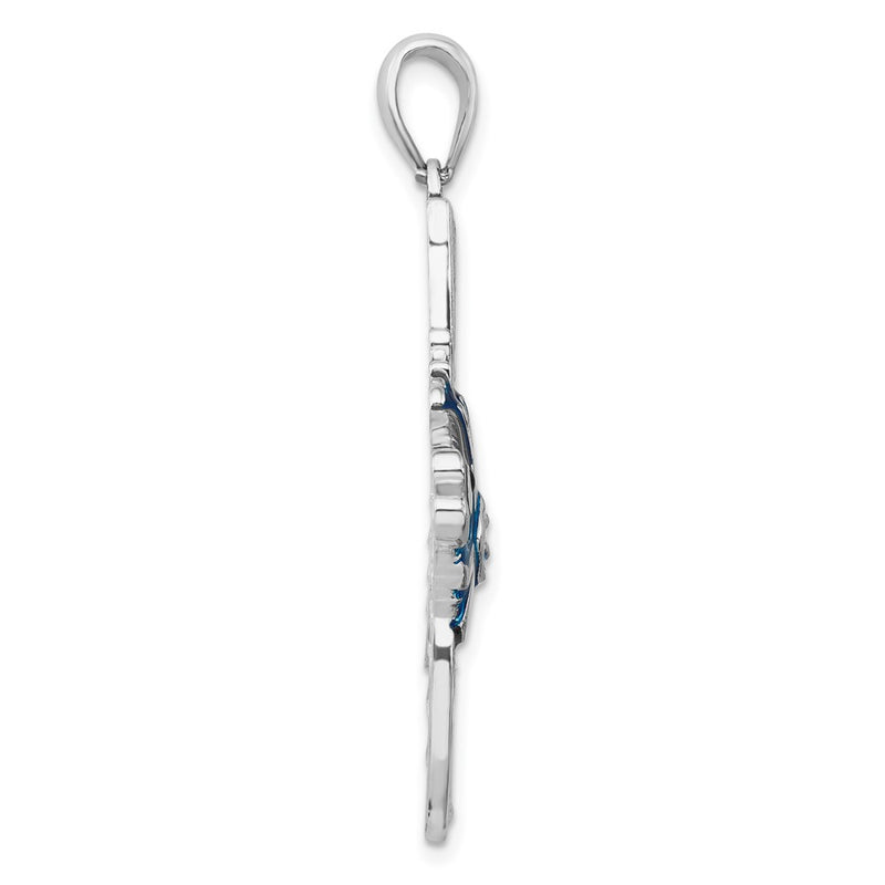 Sterling Silver De-Ani Rhodium-Plated Polished Enameled Angel Fish Pendant