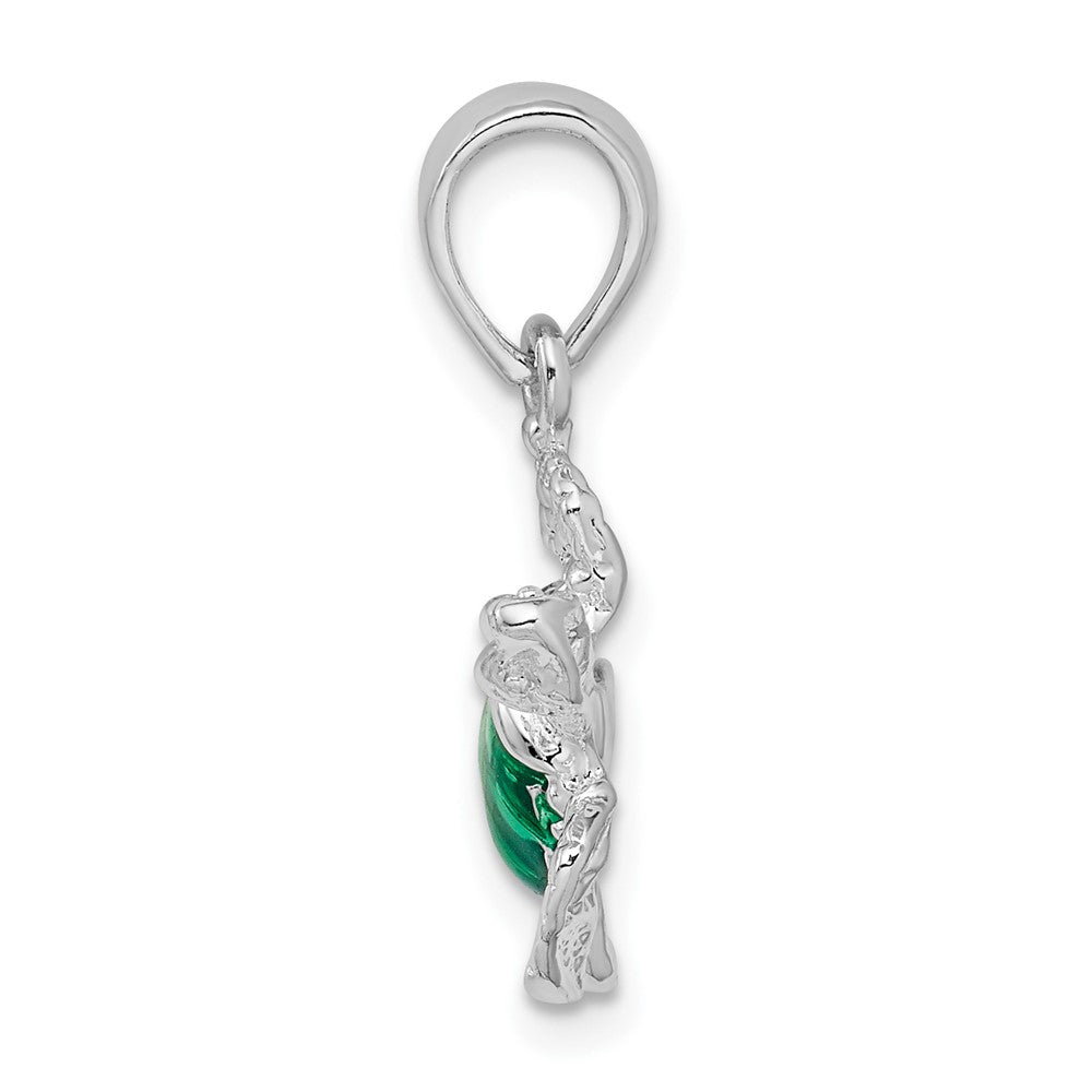 Sterling Silver De-Ani Rhodium-Plated Polished Enameled Sea Turtle Pendant