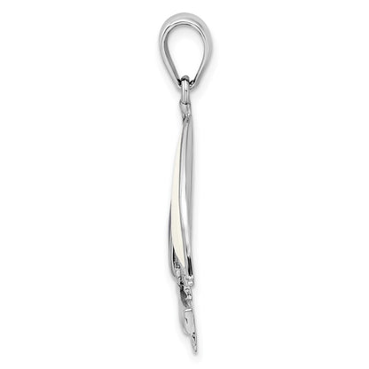 Sterling Silver De-Ani Rhodium-Plated Polished Enameled Sailboat Pendant
