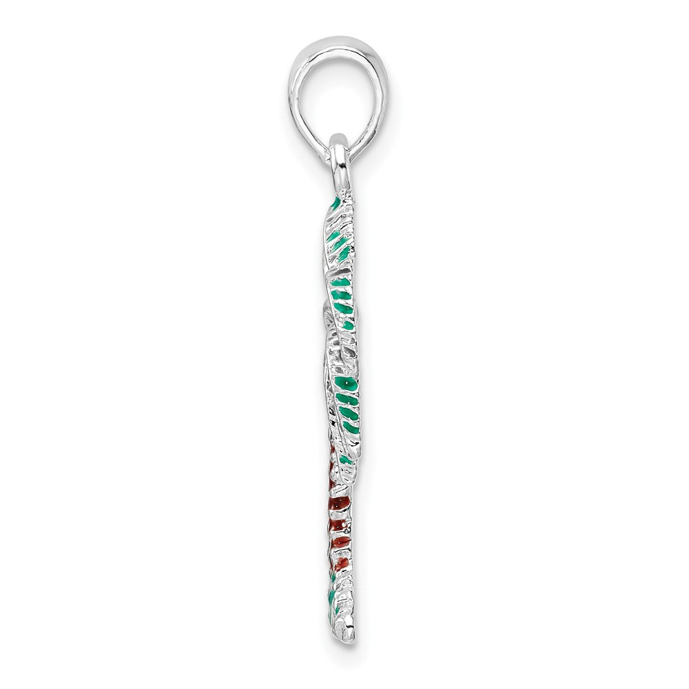Sterling Silver De-Ani Rhodium-Plated Polished Enameled Palmetto Pendant