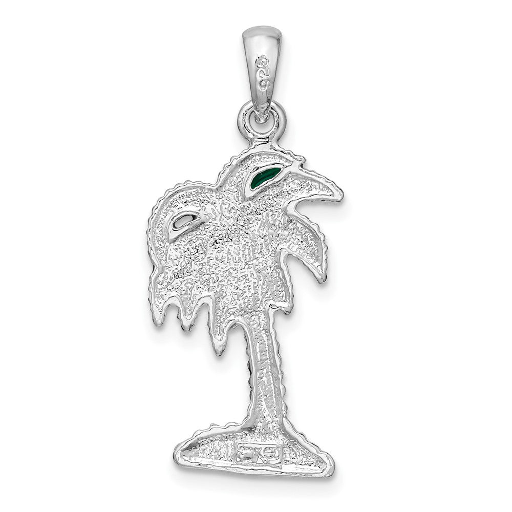 Sterling Silver De-Ani Rhodium-Plated Polished Enameled Palmetto Pendant