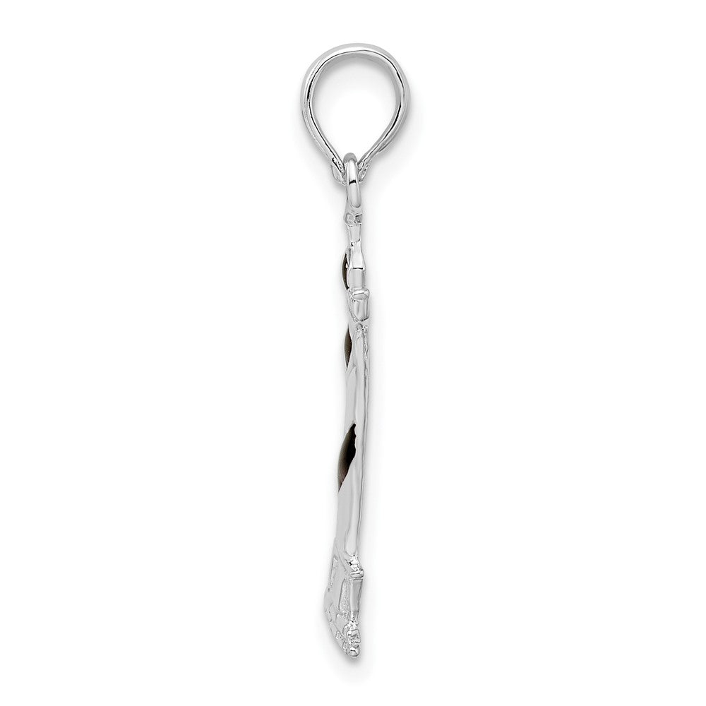 Sterling Silver De-Ani Rhodium-Plated Enameled Cape Hatteras Lighthouse Pendant