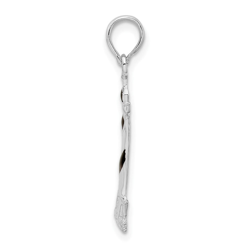 Sterling Silver De-Ani Rhodium-Plated Enameled Cape Hatteras Lighthouse Pendant