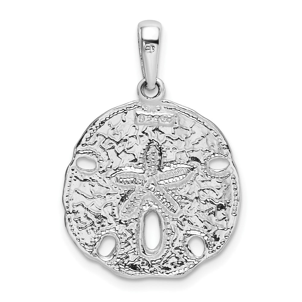 Sterling Silver De-Ani Rhodium-Plated Polished Enameled Sand Dollar Pendant