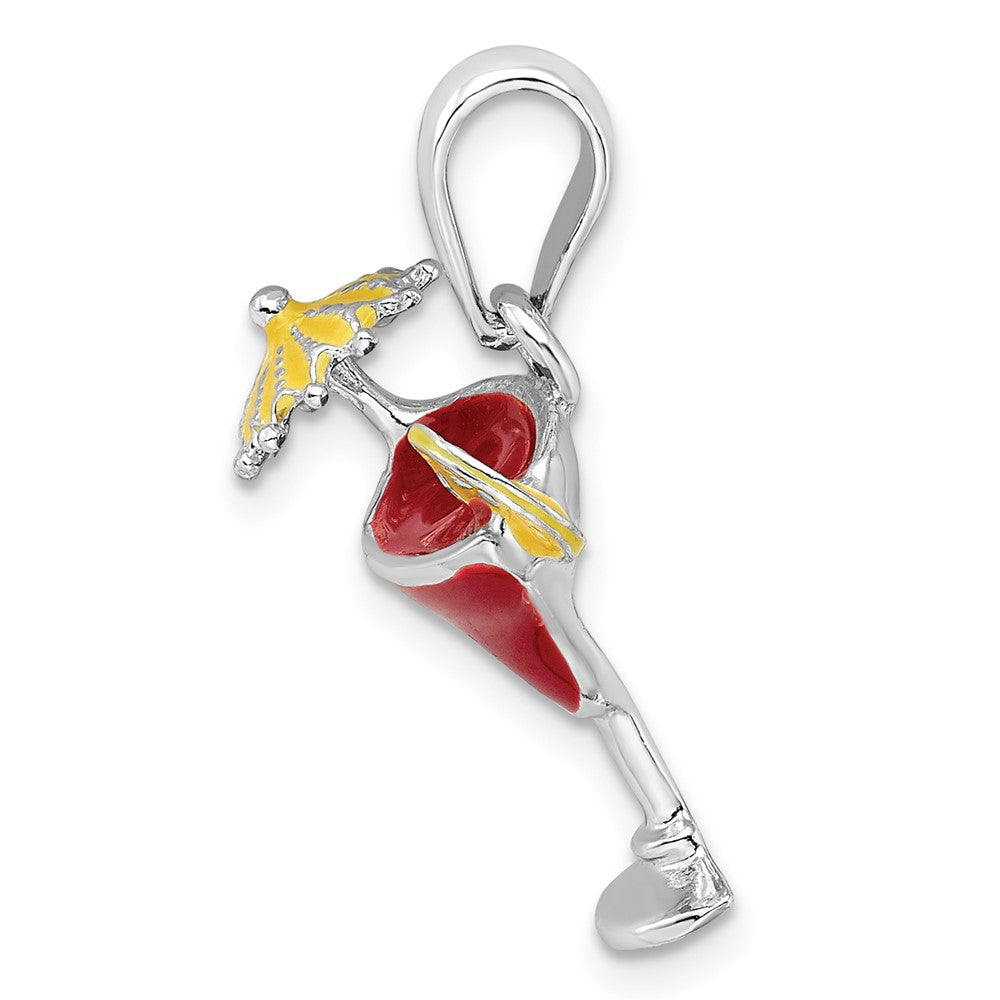Sterling Silver De-Ani Rhodium-Plated Polished Enameled Margarita Pendant