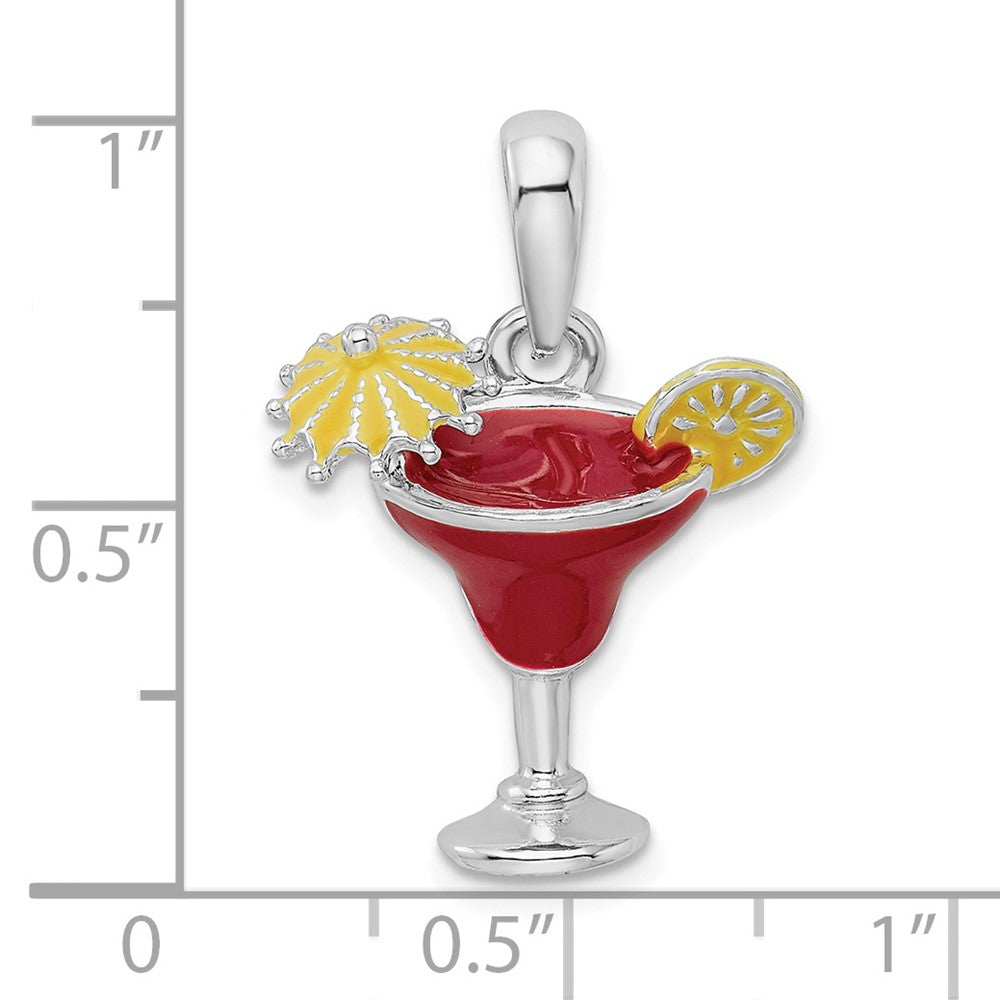 Sterling Silver De-Ani Rhodium-Plated Polished Enameled Margarita Pendant