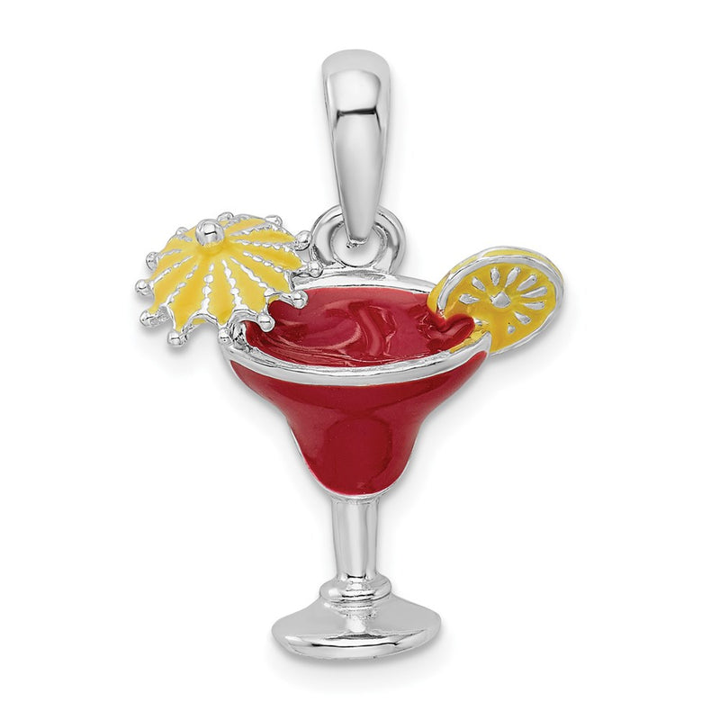 Sterling Silver De-Ani Rhodium-Plated Polished Enameled Margarita Pendant