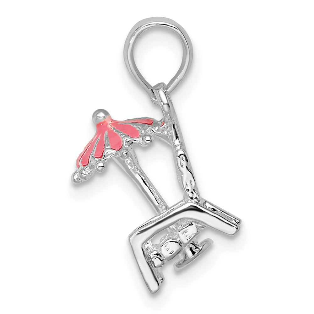 Sterling Silver De-Ani Rhodium-Plated 3D Enameled Beach Chair Pendant