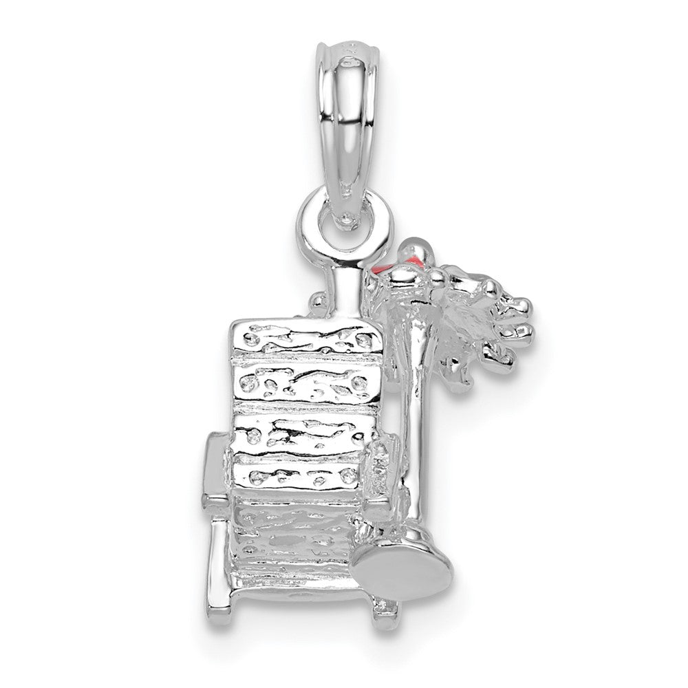 Sterling Silver De-Ani Rhodium-Plated 3D Enameled Beach Chair Pendant