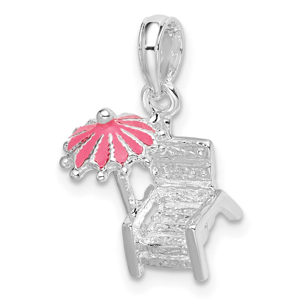 Sterling Silver De-Ani Rhodium-Plated 3D Enameled Beach Chair Pendant