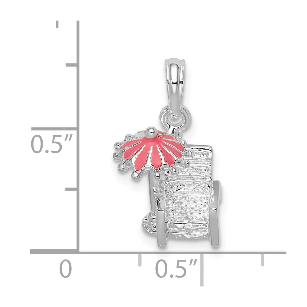Sterling Silver De-Ani Rhodium-Plated 3D Enameled Beach Chair Pendant