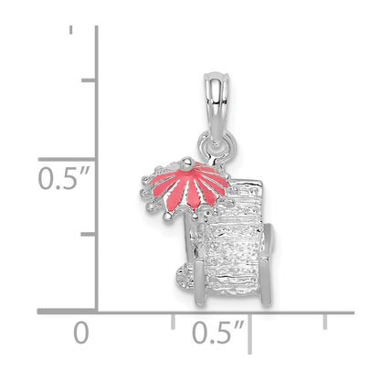 Sterling Silver De-Ani Rhodium-Plated 3D Enameled Beach Chair Pendant