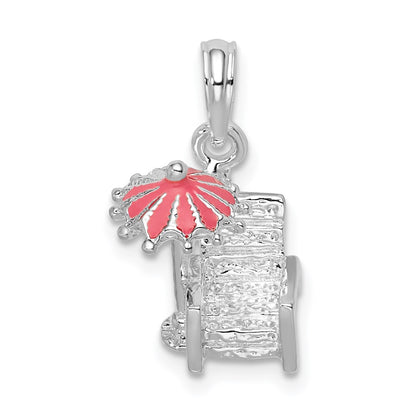 Sterling Silver De-Ani Rhodium-Plated 3D Enameled Beach Chair Pendant