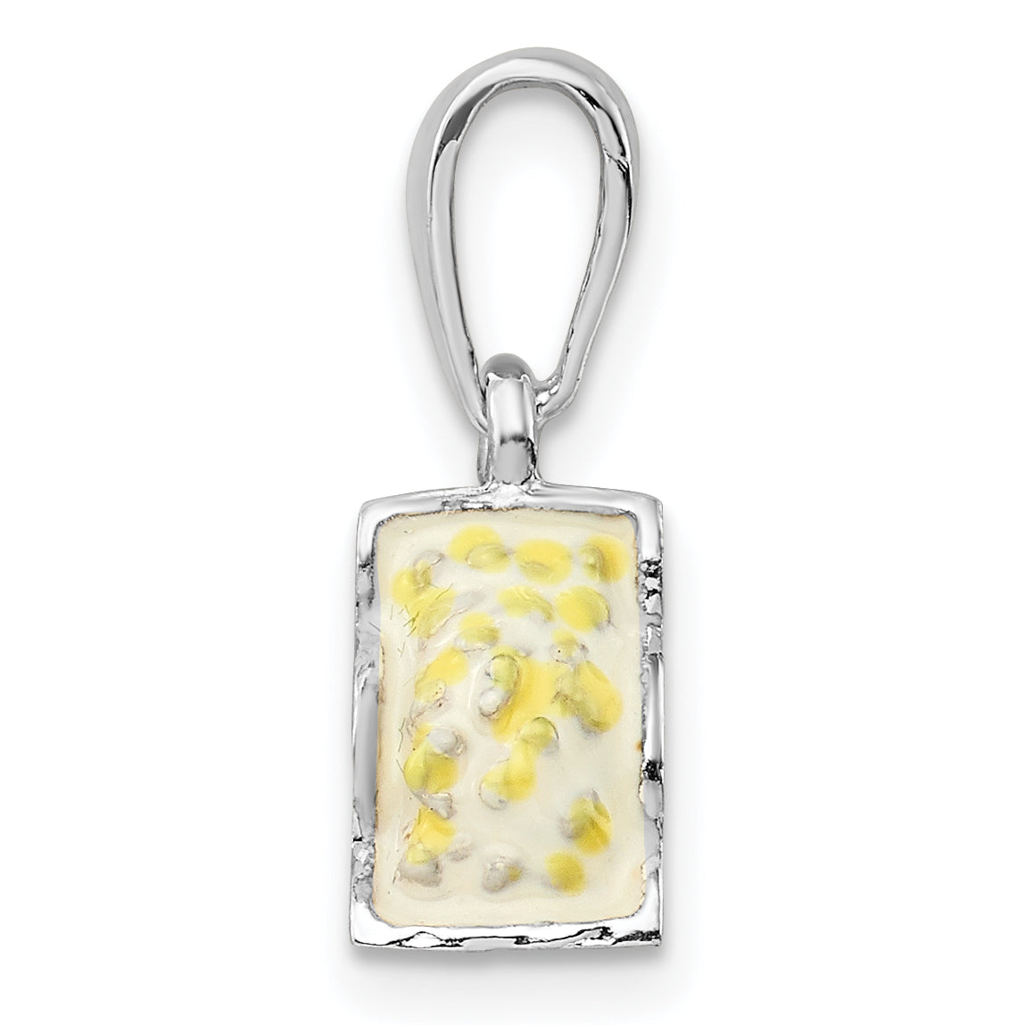 Sterling Silver De-Ani Rhodium-Plated 3D Enameled Bag Of Popcorn Pendant