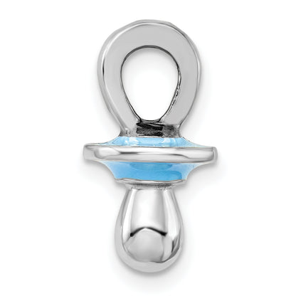 Sterling Silver De-Ani Rhodium-Plated 3D Blue Enameled Pacifier Pendant