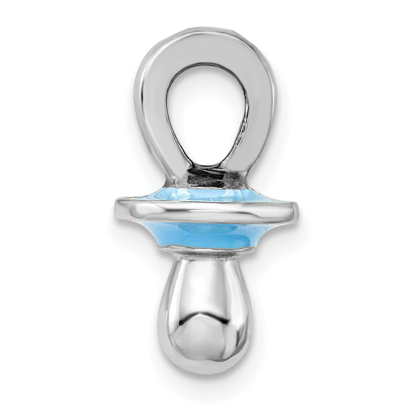 Sterling Silver De-Ani Rhodium-Plated 3D Blue Enameled Pacifier Pendant