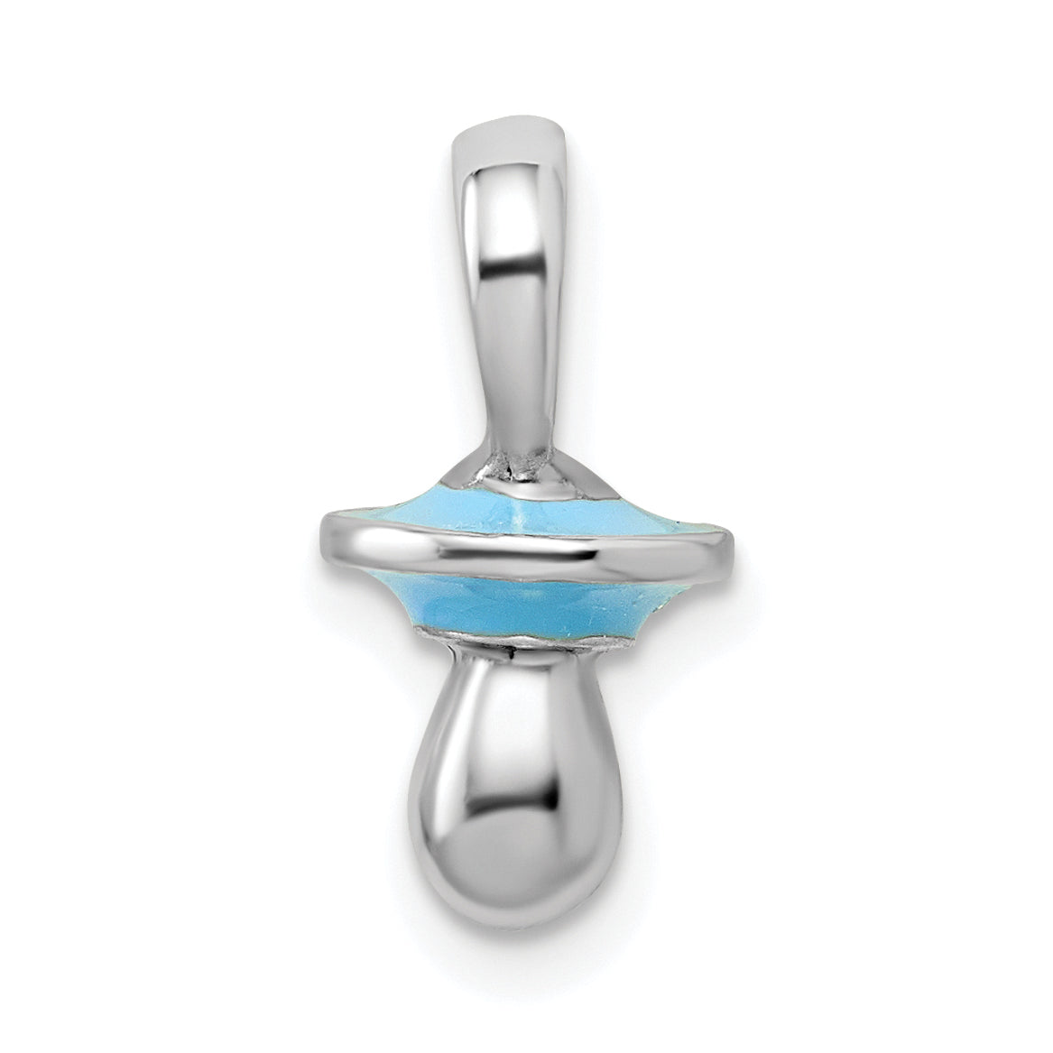 Sterling Silver De-Ani Rhodium-Plated 3D Blue Enameled Pacifier Pendant