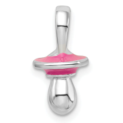 Sterling Silver De-Ani Rhodium-Plated 3D Pink Enameled Pacifier Pendant