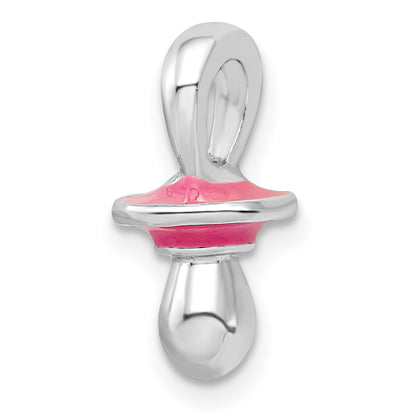 Sterling Silver De-Ani Rhodium-Plated 3D Pink Enameled Pacifier Pendant