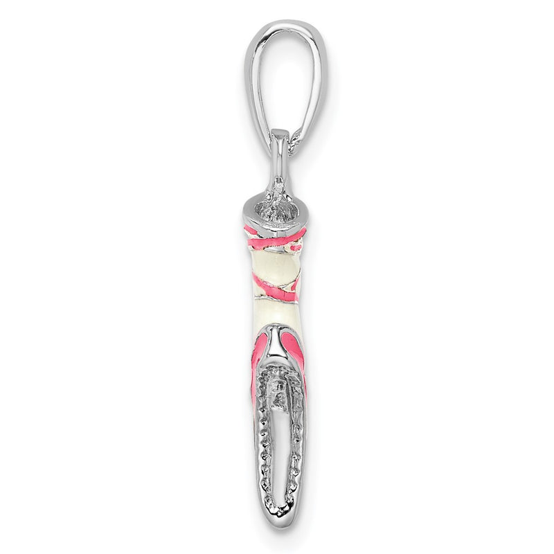 Sterling Silver De-Ani Rhodium-Plated Polished 3D Enameled Ballet Shoe Pendant