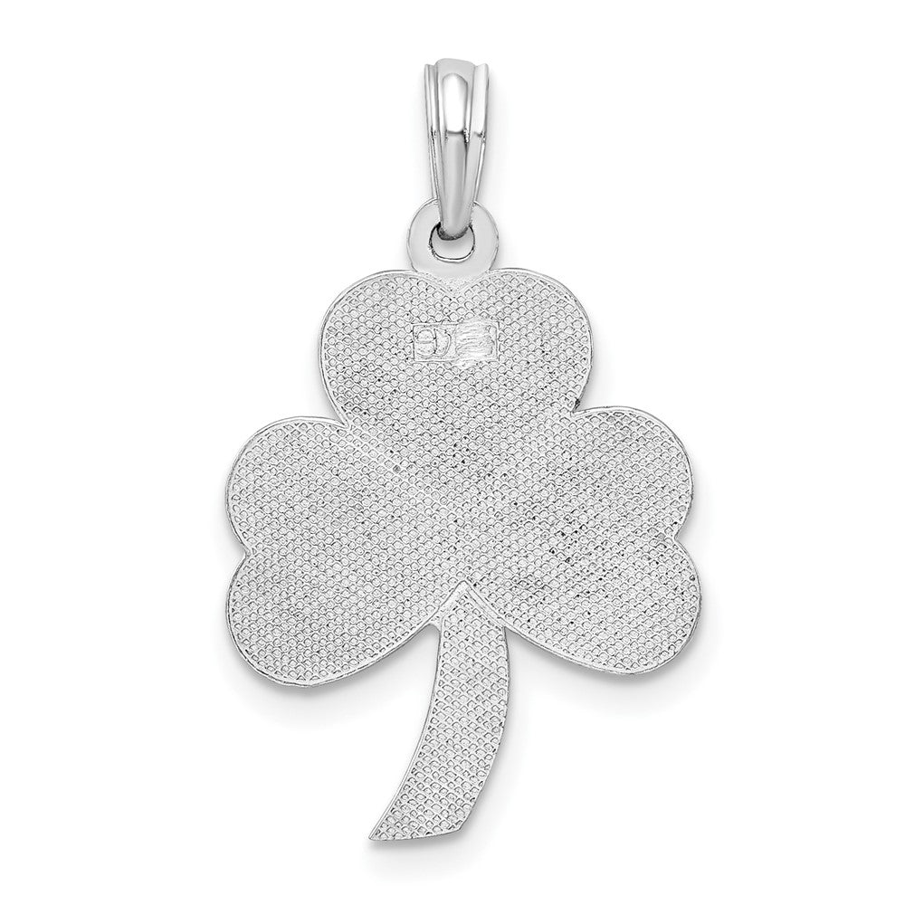 Sterling Silver De-Ani Rhodium-Plated Polished Enameled Shamrock Pendant