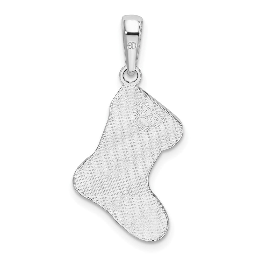 Sterling Silver De-Ani Rhodium-Plated Enameled Ho Stocking Pendant