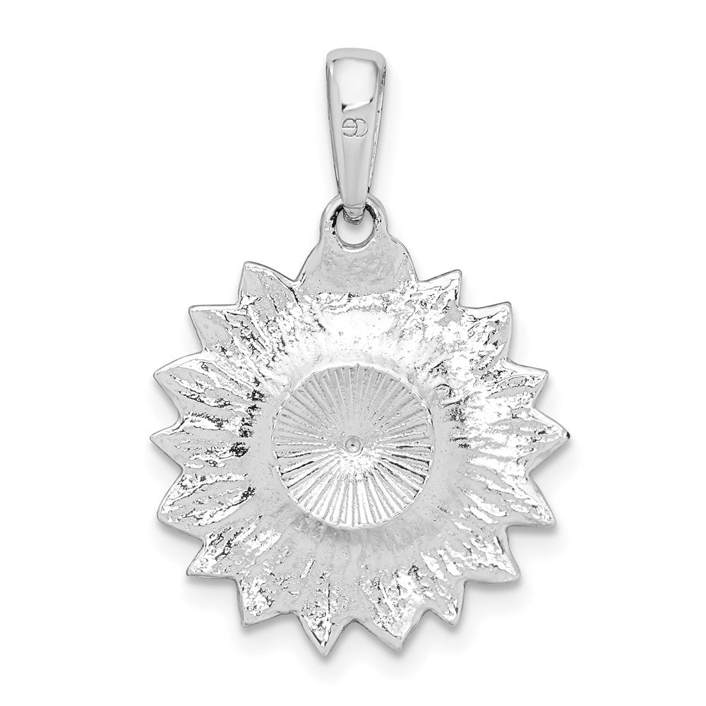 Sterling Silver De-Ani Rhodium-Plated Polished Enameled Sunflower Pendant