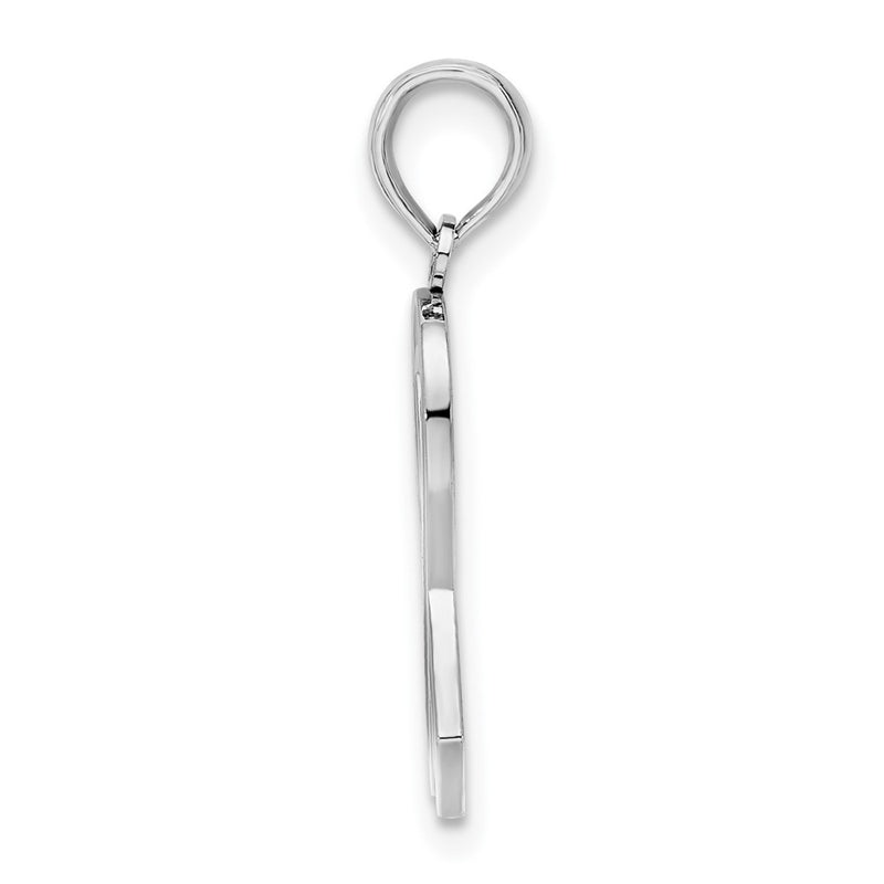 Sterling Silver De-Ani Rhodium-Plated Polished Enameled Pink Ribbon Pendant