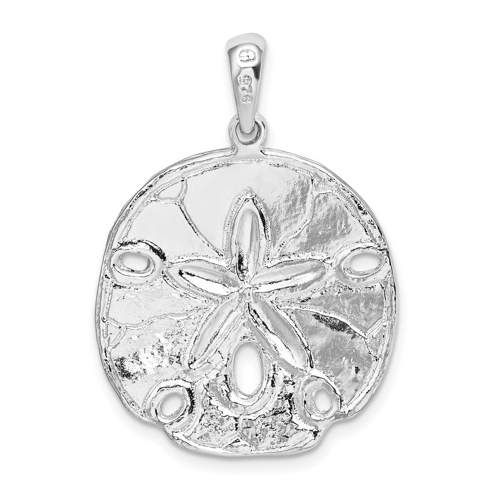 Sterling Silver De-Ani Rhodium-Plated Polished Enameled Sand Dollar Pendant