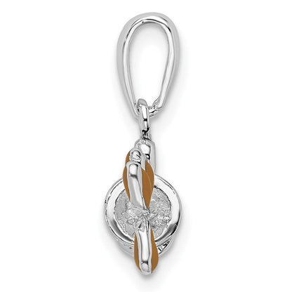 Sterling Silver De-Ani Rhodium-Plated Polished 3D Enameled Golf Bag Pendant