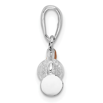 Sterling Silver De-Ani Rhodium-Plated Polished 3D Enameled Golf Bag Pendant