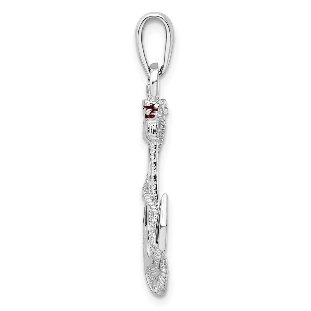 Sterling Silver De-Ani Rhodium-Plated Enameled Anchor With Rope Pendant
