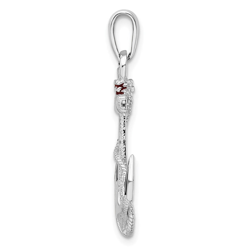 Sterling Silver De-Ani Rhodium-Plated Enameled Anchor With Rope Pendant