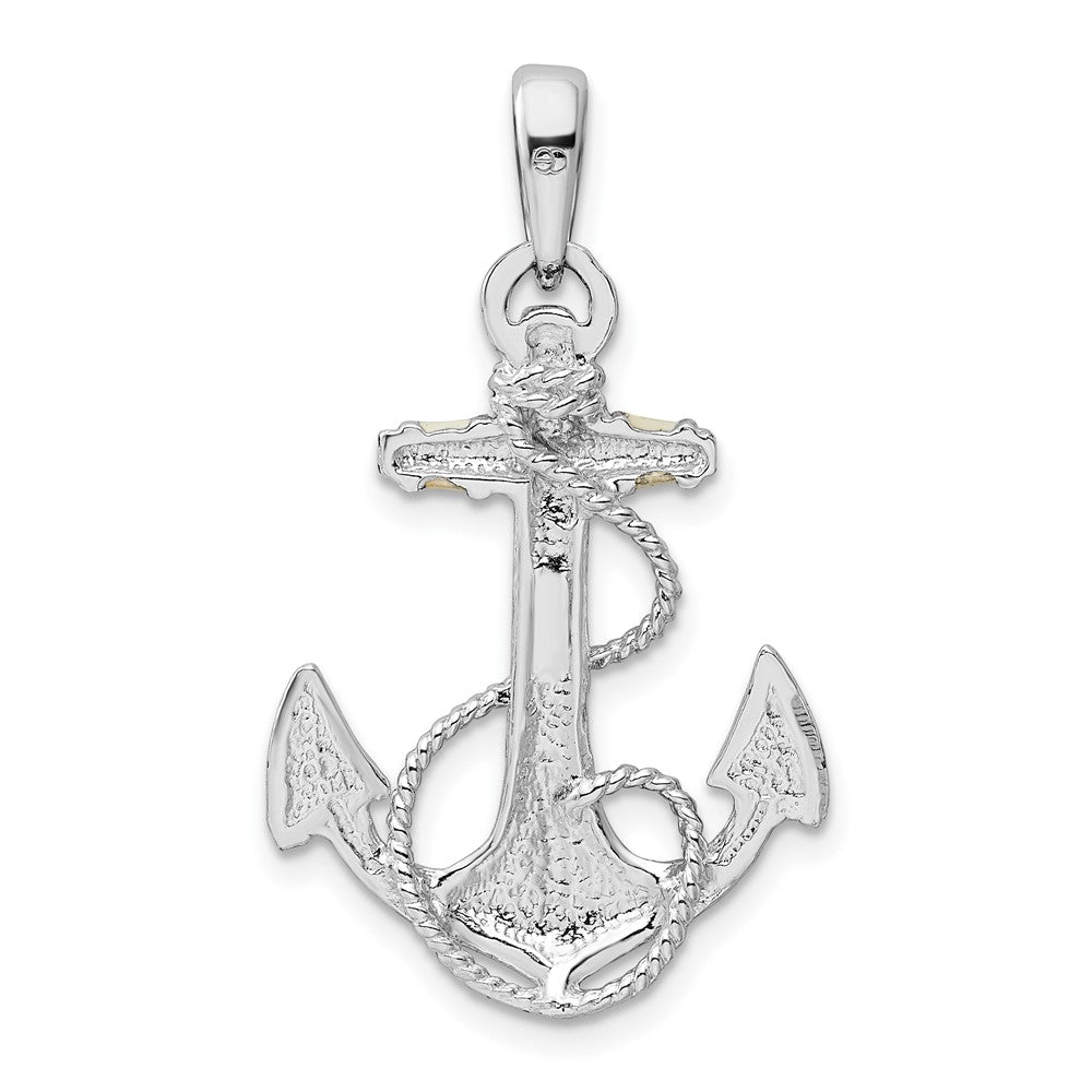 Sterling Silver De-Ani Rhodium-Plated Enameled Anchor With Rope Pendant