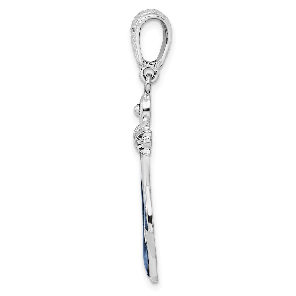Sterling Silver De-Ani Rhodium-Plated Polished Enameled Anchor Pendant