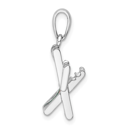 Sterling Silver De-Ani Rhodium-Plated 3D Moveable Enameled Beach Chair Pendant