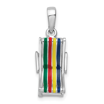 Sterling Silver De-Ani Rhodium-Plated 3D Moveable Enameled Beach Chair Pendant
