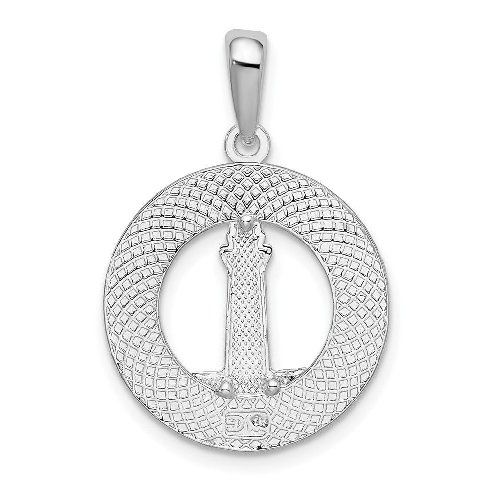 Sterling Silver De-Ani Polished Enameled Hilton Head With Lighthouse Pendant