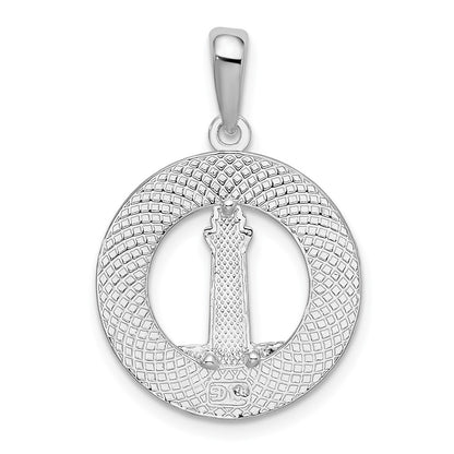 Sterling Silver De-Ani Polished Enameled Hilton Head With Lighthouse Pendant