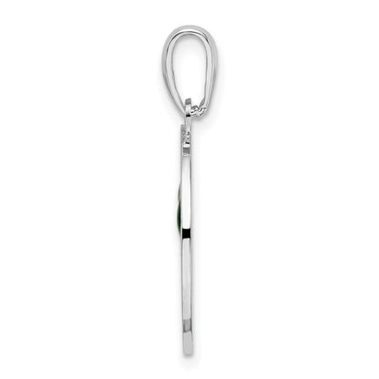 Sterling Silver De-Ani Rhodium-Plated Enameled Traverse City Michigan With Cherry Pendant