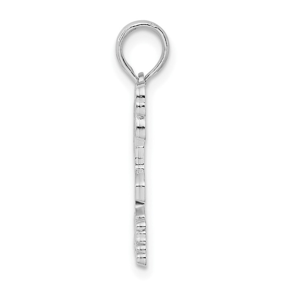 Sterling Silver De-Ani Rhodium-Plated Enameled Turks And Caicos With Flamingo Pendant