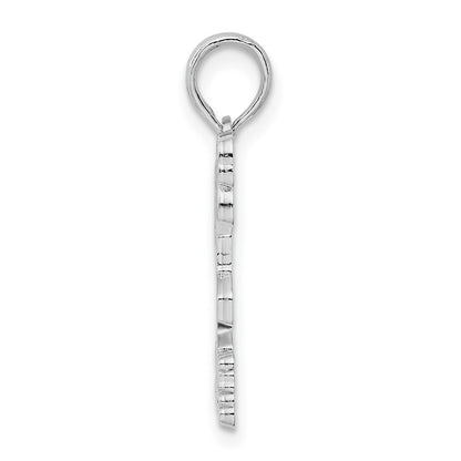 Sterling Silver De-Ani Rhodium-Plated Enameled Turks And Caicos With Flamingo Pendant