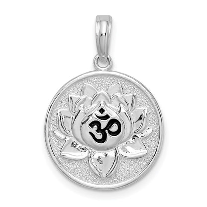 Sterling Silver De-Ani Rhodium-Plated Reversible Enameled Ohm Lotus Pendant