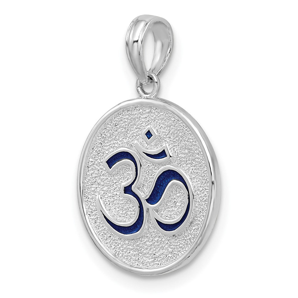 Sterling Silver De-Ani Rhodium-Plated Reversible Enameled Ohm Lotus Pendant
