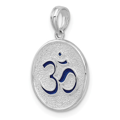 Sterling Silver De-Ani Rhodium-Plated Reversible Enameled Ohm Lotus Pendant
