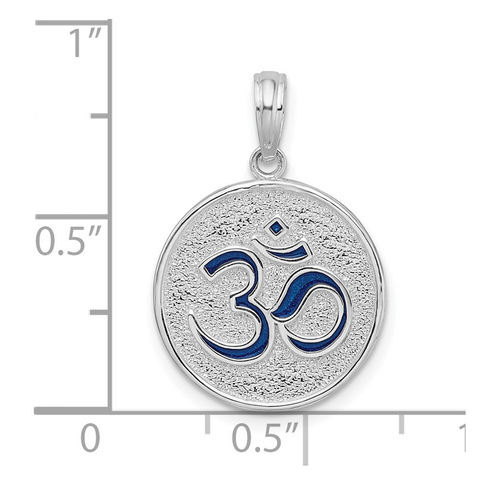 Sterling Silver De-Ani Rhodium-Plated Reversible Enameled Ohm Lotus Pendant